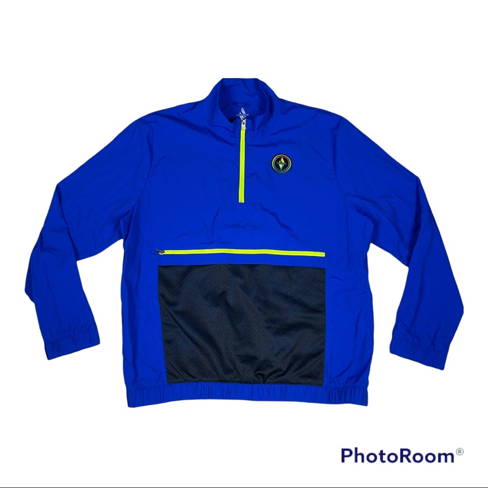 SKECHERS Blue Windbreaker Kangaroo Zipper front pocket Size XL